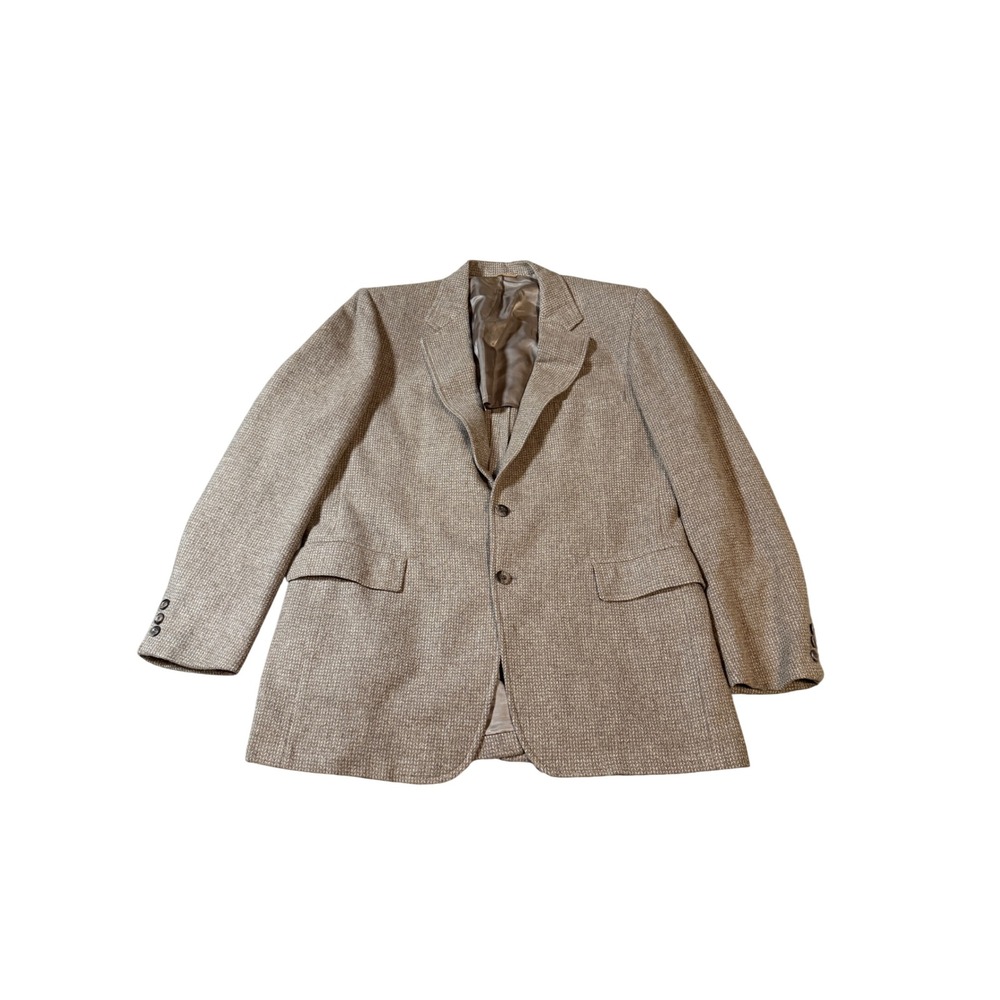 Vintage Size DM Blazer 100% Wool Brown‎ Beige 2 Button Sport Coat Professional